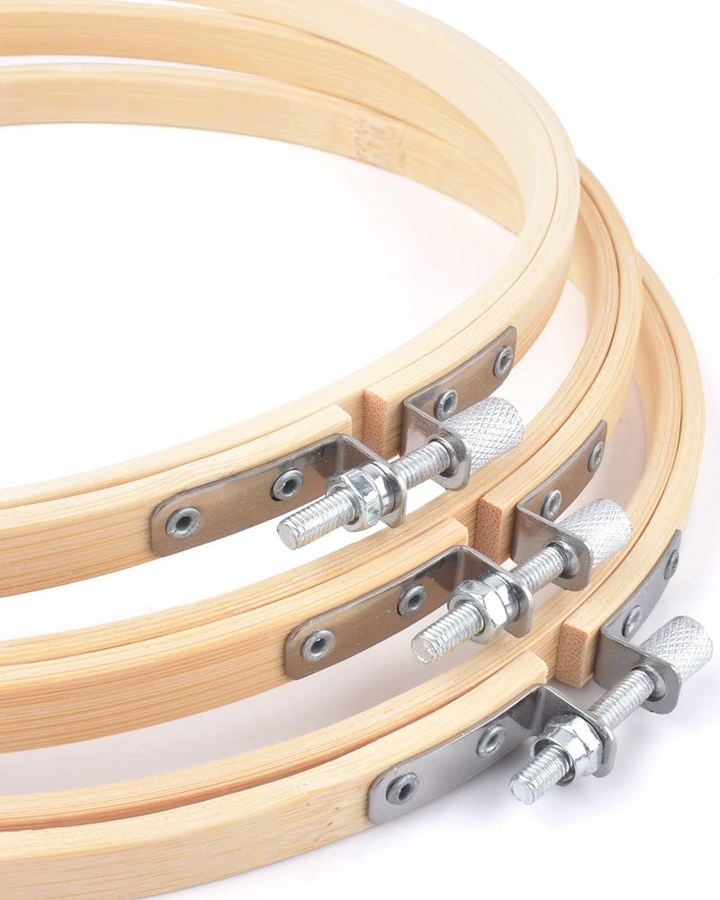 TINDTOP 3 Pieces Embroidery Hoops, 12 inch Bamboo Frame Circle Cross Stitch Hoop Ring Embroidery Hoops Set for Embroidery and Cross Stitch - Image 2